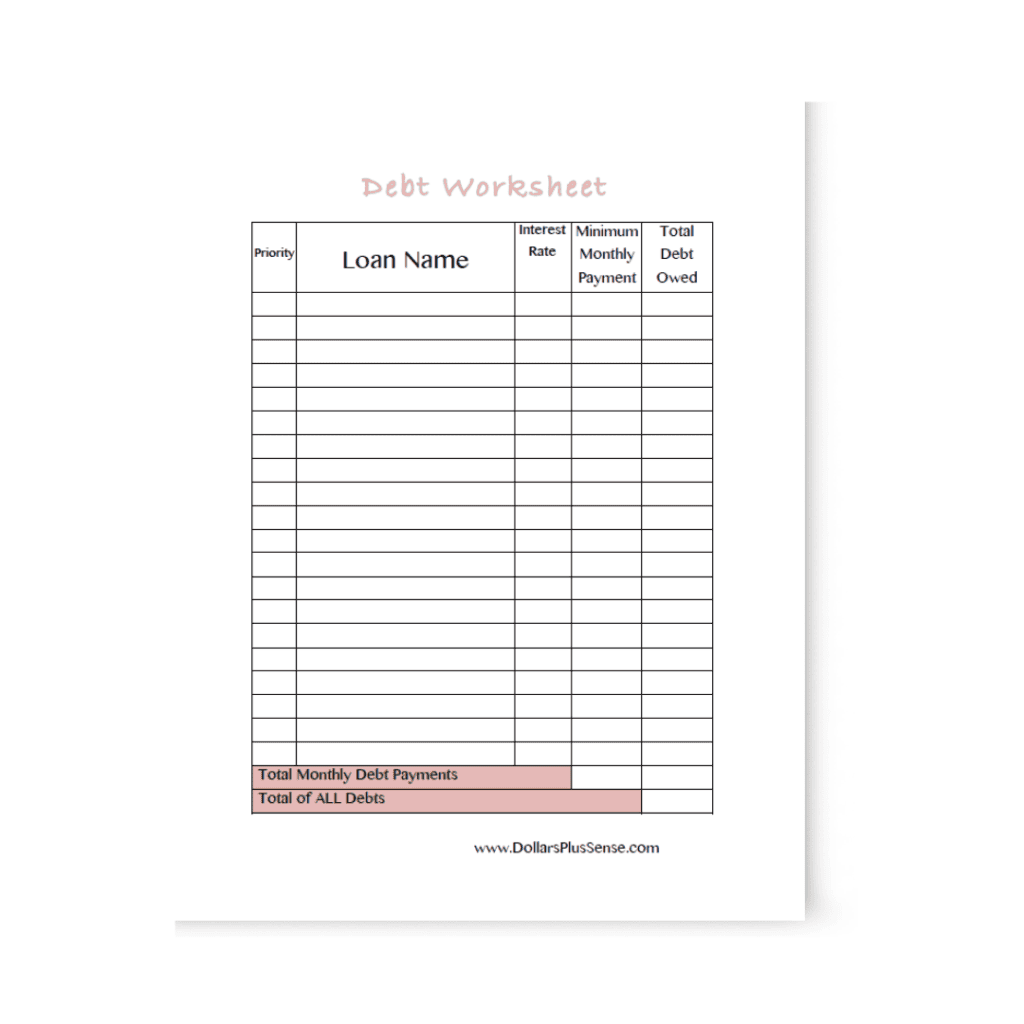 Debt Worksheet