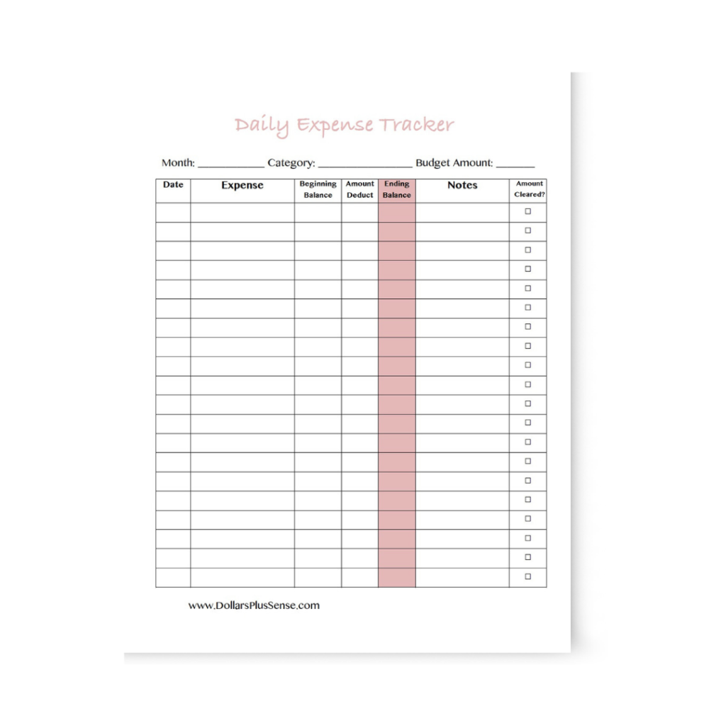 printable receipt tracker free