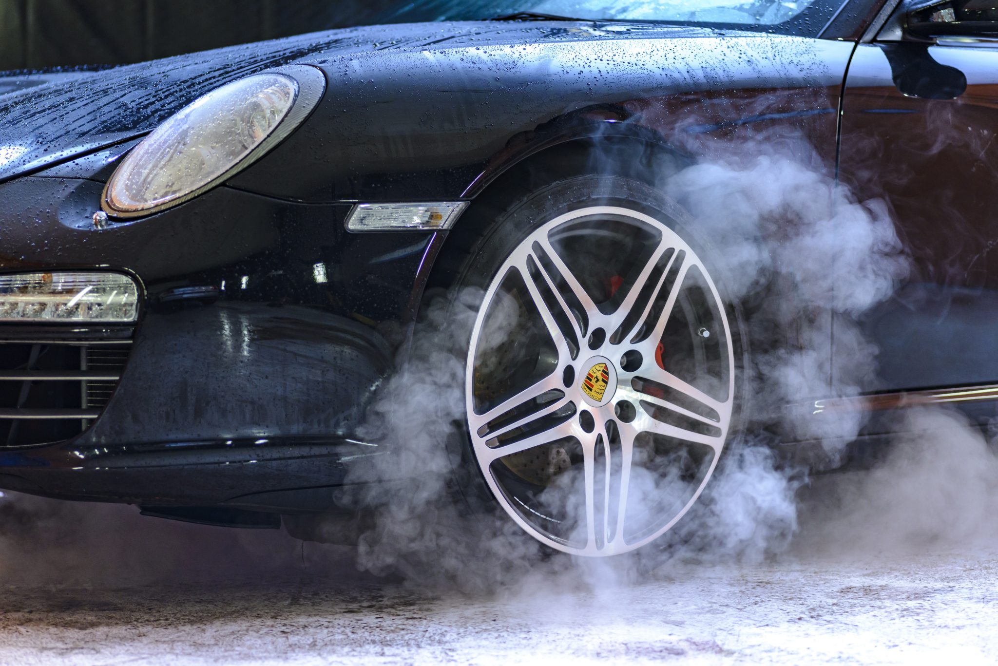 car tires smoking