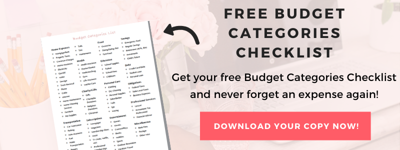 free budget categories checklist