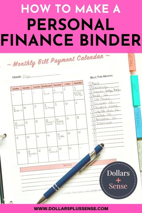 Create A personal Finance Binder pin