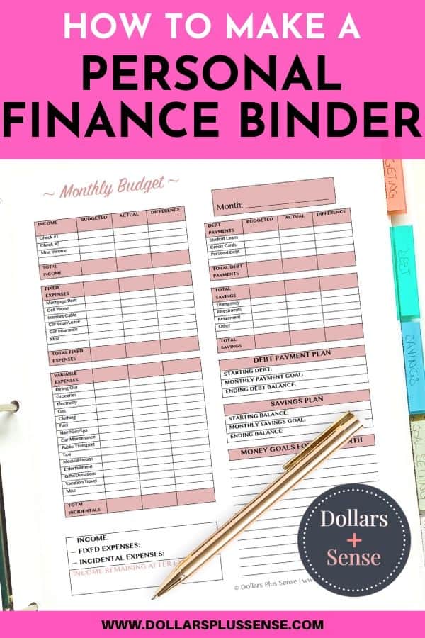 Create A personal Finance Binder pin
