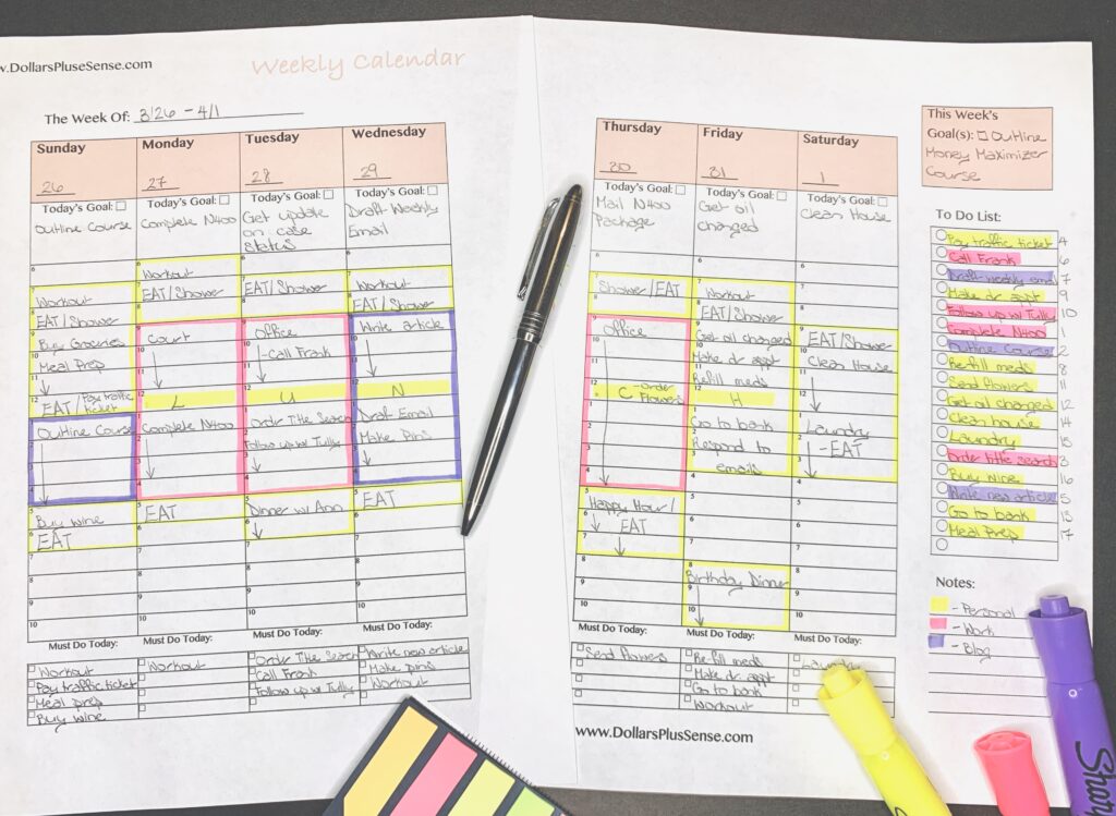 Ways to be more productive Weekly Planner