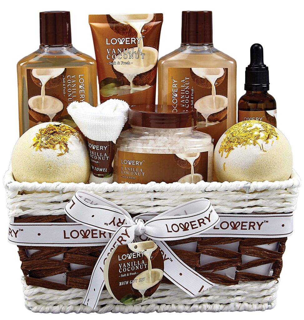 Spa Gifts Basket for Women - 10pc Spa Set Scented with Cherry Blossom in  Wicker Basket - Contains Bubble Bath, Bath Salts, Body Mist & More 