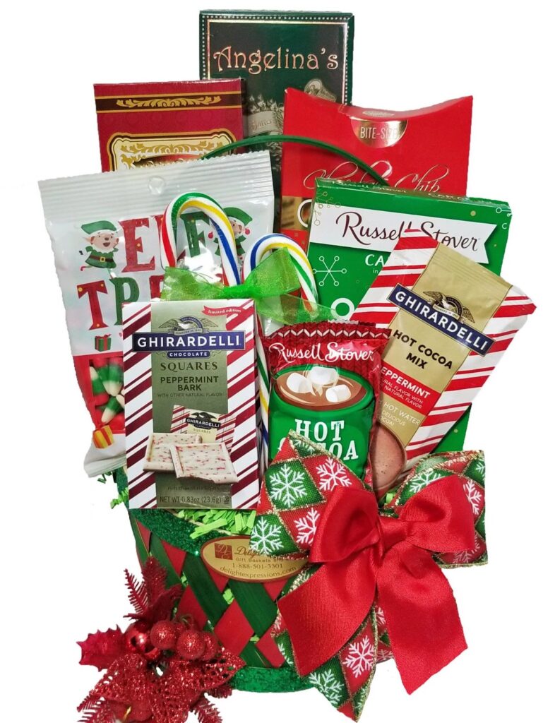 HAPPY HOLIDAYS Gift Basket | Chocolate Covered Pretzel Gift [4 Flavors]  Gourmet Holiday Gift | Same Day Delivery Items Prime for Christmas,  Holiday