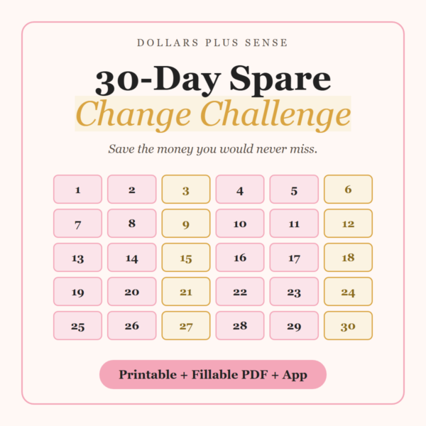 30-Day Spare Change Challenge cover from Dollars Plus Sense
